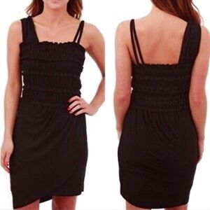 NWT $128! ANTHROPOLOGIE Leifnotes black stretchy asymmetrical dress, M.